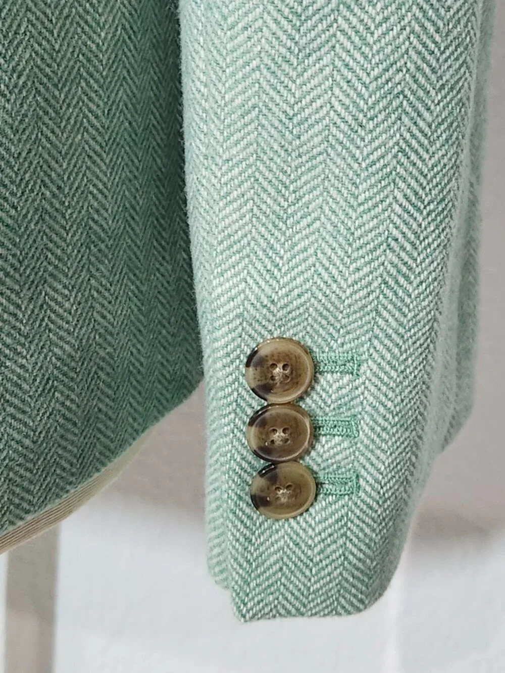 J crew Teal Herringbone wool blend Holland blazer button closure